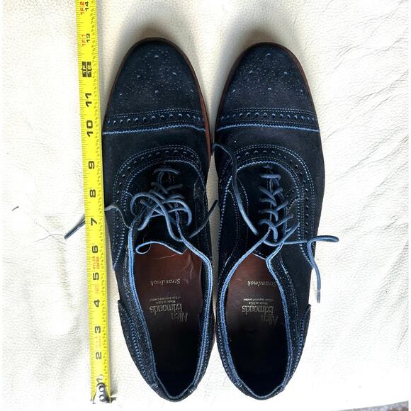 Allen Edmonds Strandmok Cap-Toe Oxfords 10 D Navy Blue Suede Made in USA - Picture 11 of 11